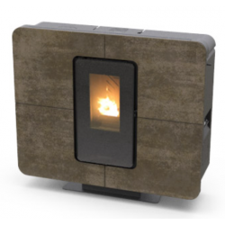 Soba ermetica pe peleti THERMOROSSI SlimQuadro 9 Gres, dimensiuni 937X950X281 mm, culoare pamantiu