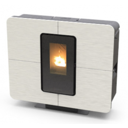 Soba ermetica pe peleti THERMOROSSI SlimQuadro 9 Gres, dimensiuni 937X950X281 mm, culoare alb mat