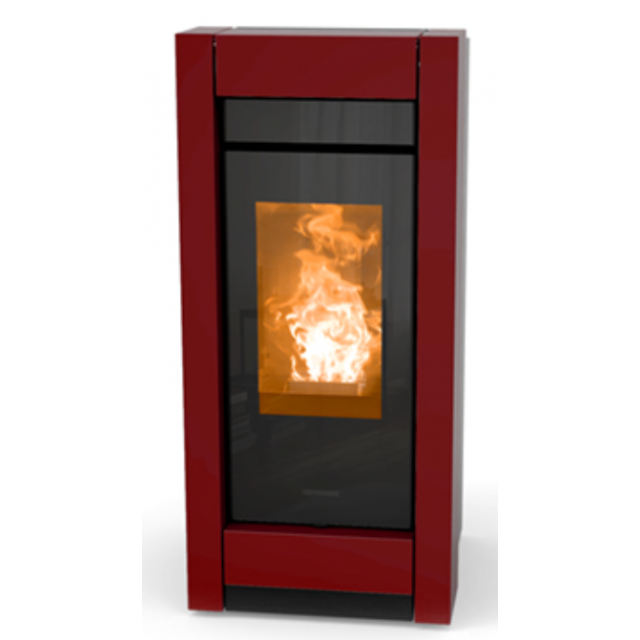 Soba pe peleti THERMOROSSI Essenza Metalcolor Natural Air Evo, dimensiuni 1132X518X596 mm, culoare bordeaux