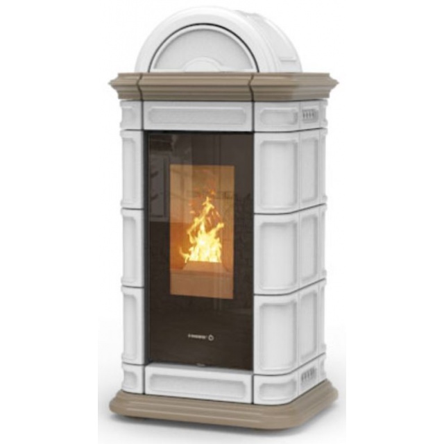 Soba pe peleti THERMOROSSI Lienz Plus, dimensiuni 1323X660X641 mm, culoare alb si crem