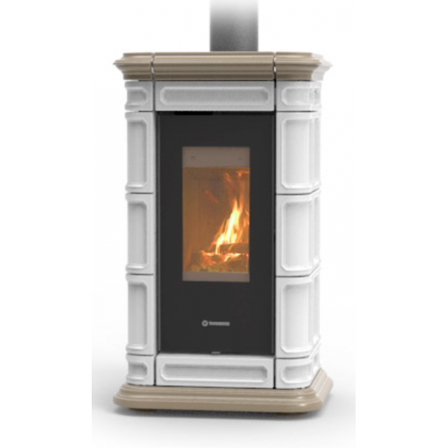 Soba pe lemne THERMOROSSI Saint Moritz Evo Wood Maiolica, dimensiuni 1115X636X660 mm, culoare alb-crem