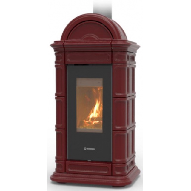 Soba pe lemne THERMOROSSI Lien Evo Wood Maiolica, dimensiuni 1323X636X660 mm, culoare bordeaux