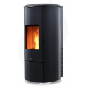 Sobă pe peleți cu evacuare superioară NOBIS ROUND GLASS A8, dimensiuni 53 x 54 x 113 cm, culoare negru