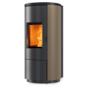 Soba pe peleti cu evacuare superioara NOBIS ROUND TOP STEEL A10, dimensiuni 53 x 58 x 112 cm, culoare bronz