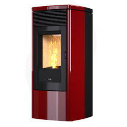 Soba pe peleti etansa NOBIS QUADRA A8, dimensiuni 44 x 50 x 112 cm, culoare bordeaux