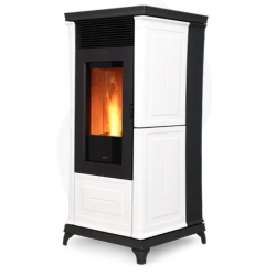 Soba etanșă pe peleți NOBIS CLASSIC PLUS A10, dimensiuni 53 x 52 x 118 cm, culoare alb