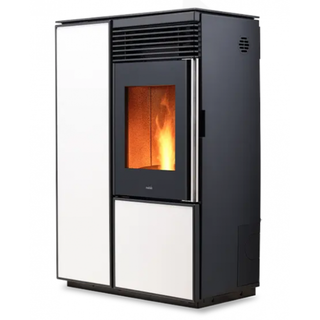 Soba etanșă pe peleți NOBIS LIGHT A10, dimensiuni 76 x 112 x 42 cm, culoare alb