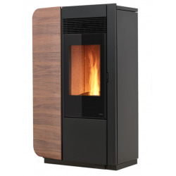 Soba pe peleti cu ventilatie frontala NOBIS ELENA STYLE 12, dimensiuni 71 x 119 x 36 cm, culoare lemn natur