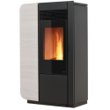 Soba pe peleti cu ventilatie frontala NOBIS ELENA STYLE 12, dimensiuni 71 x 119 x 36 cm, culoare lemn alb