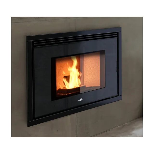 Semineu pe peleți NOBIS ULISSE B10C, dimensiuni 69 x 50 x 58 cm, culoare negru