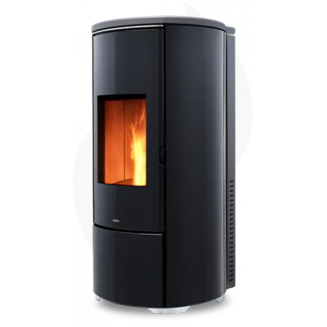 Termosoba pe peleti NOBIS SHAPE GLASS H10, dimensiuni 53 x 113 x 60 cm, culoare sticla neagra