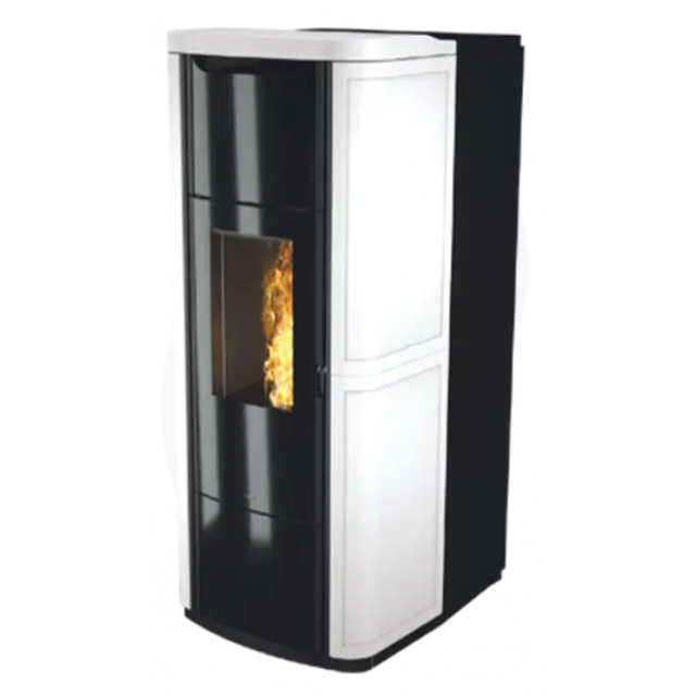 Termosoba pe peleti NOBIS SHAPE STEEL H25, dimensiuni 57 x 130 X 66 cm, culoare alb