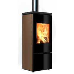 Soba pe lemne NOBIS FLAT 300 8, dimensiuni 48 x 120 x 45 cm, culoare bronz