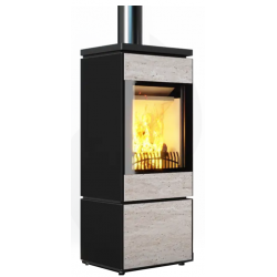 Soba pe lemne NOBIS FLAT 700 8, dimensiuni 48 x 120 x 45 cm, culoare alb-crem