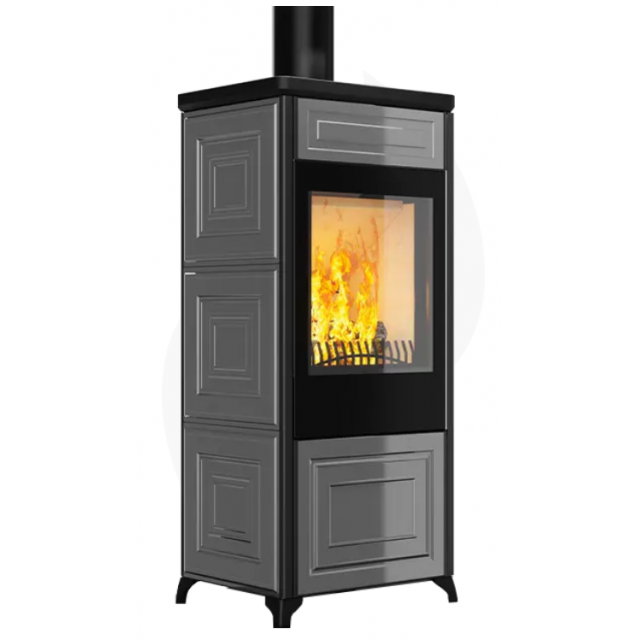 Soba pe lemne NOBIS CLASSIC 200 8, dimensiuni 51 x 125 x 47 cm, culoare gri