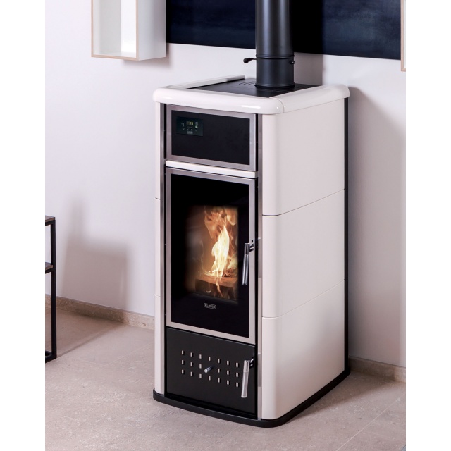 Soba pe lemne KLOVER BELVEDERE 20, dimensiuni 60 x 56 x 118 cm, culoare alb