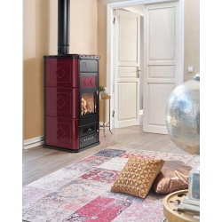 Soba pe lemne KLOVER BELVEDERE 30, dimensiuni 69 x 57 x 131 cm, culoare bordeaux