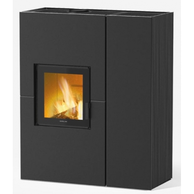 Soba hibrid pe lemn sau peleti cu autocuratare GIROLAMI TWIN SLIM 12, greutate 260 kg, culoare negru