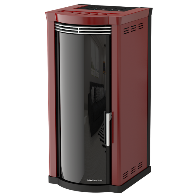 Soba pe lemne MORETTI DESIGN ELEGANCE, greutate 80 kg, puterea nominală 13,0 kW, culoare bordeaux