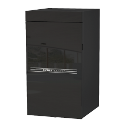 Cazan cu tehnologie aqua MORETTI DESIGN TECNIKA GLASS SHORT 26, putere 26 kw, culoare negru