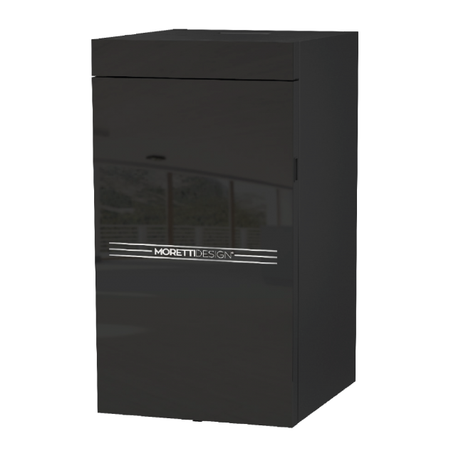 Cazan cu tehnologie aqua MORETTI DESIGN TECNIKA GLASS SHORT 26, putere 26 kw, culoare negru
