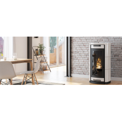 Soba cu tehnologie aqua MORETTI DESIGN PRESTIGE STYLE 28 putere 28 kw, culoare alb