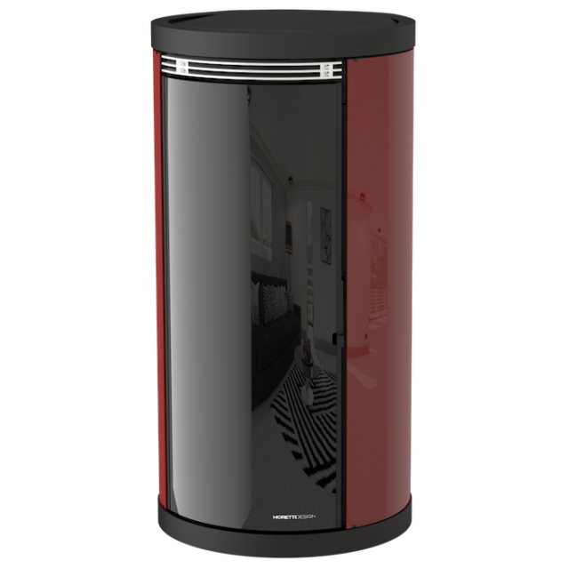 Soba cu tehnologie aqua MORETTI DESIGN EXCLUSIVE GLASS 32, putere 32 kw, culoare bordeaux