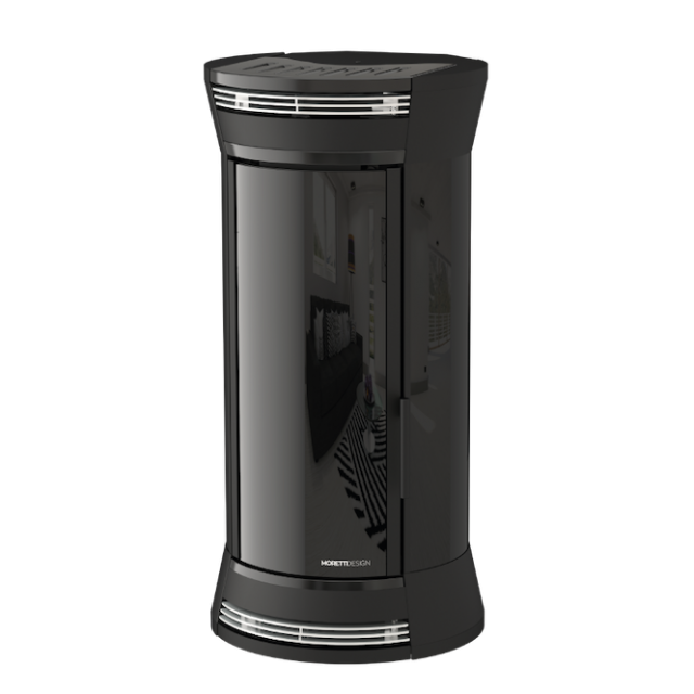 Soba cu tehnologie aqua MORETTI DESIGN CLESSIDRA GLASS 19, putere 19 kw, culoare negru