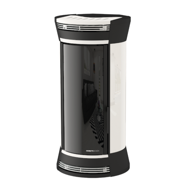 Soba cu tehnologie aqua MORETTI DESIGN CLESSIDRA GLASS 16, putere 16 kw, culoare alb
