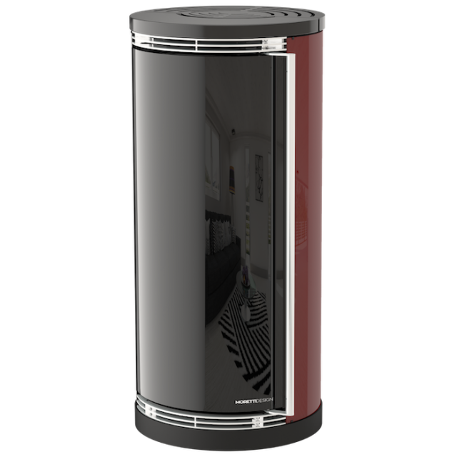 Soba hibrid MORETTI DESIGN ERGONOMIC 14, putere 14 kw, culoare bordeaux
