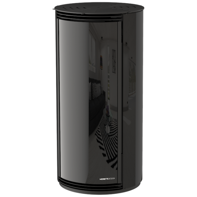 Soba cu sistem aer MORETTI DESIGN GLOBE GLASS , putere 7 kw, culoare negru