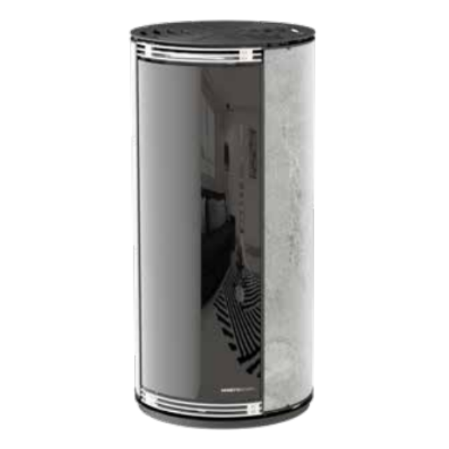 Soba hibrid MORETTI DESIGN GLOBE GLASS STONE, putere 9 kw, culoare piatra